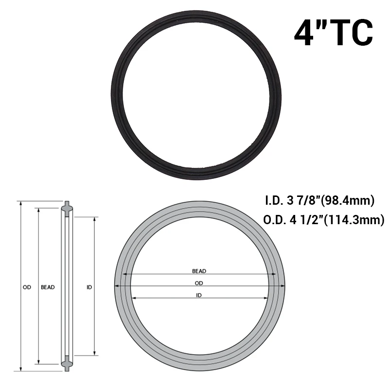 4" Tri-Clamp Black EPDM Gasket 5 pcs/lot Food Grade High Temperature Brewer Hardware