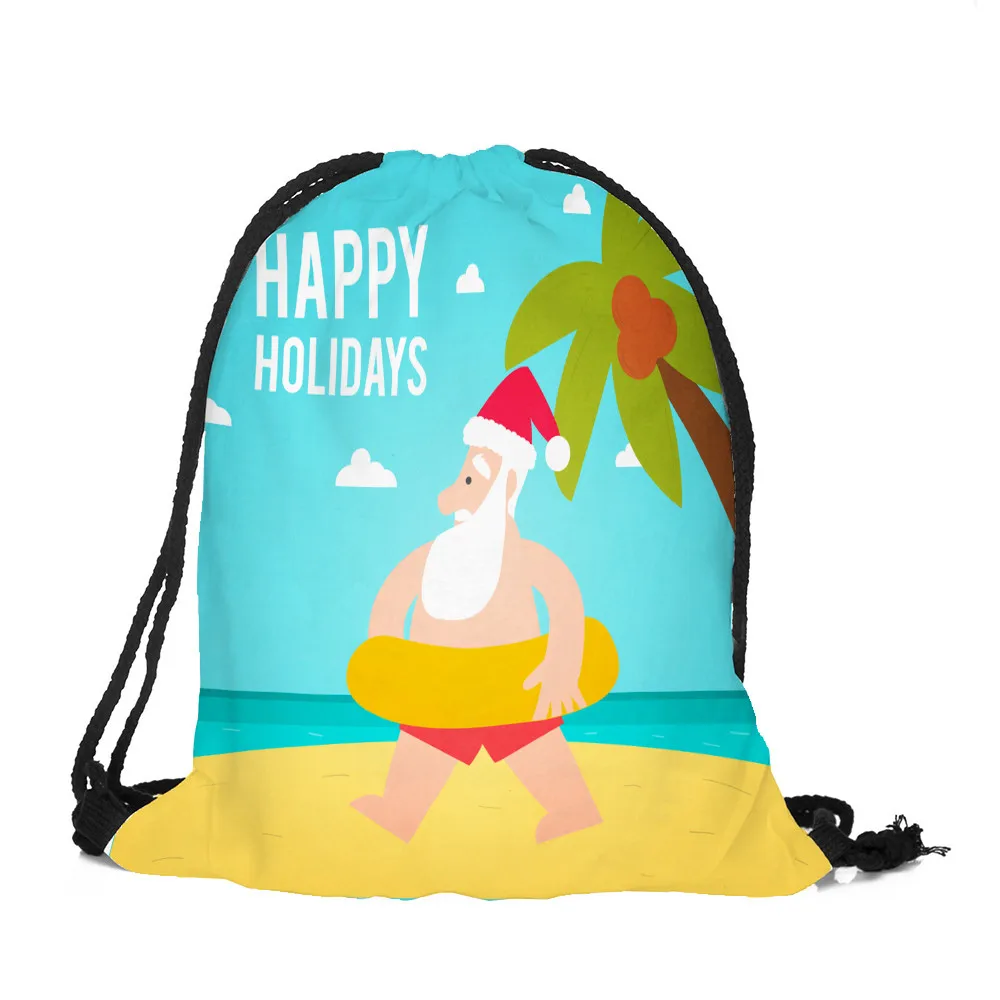 J Счастливого Рождества Drawstring рюкзак для женщин и девочек конфетная сумка ранец рюкзак Комплект карман для хранения с Кулиской Сумка sacos de mujer; большие размеры - Цвет: J