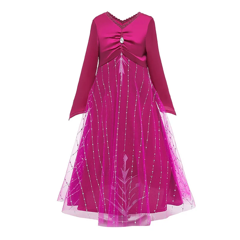 only dress C Детское платье для девочек платье принцессы из тюля с длинными рукавами Снежная королева Эльза Косплей вечерние костюм принцессы для девочек вечерние карнавальные - Цвет: only dress C