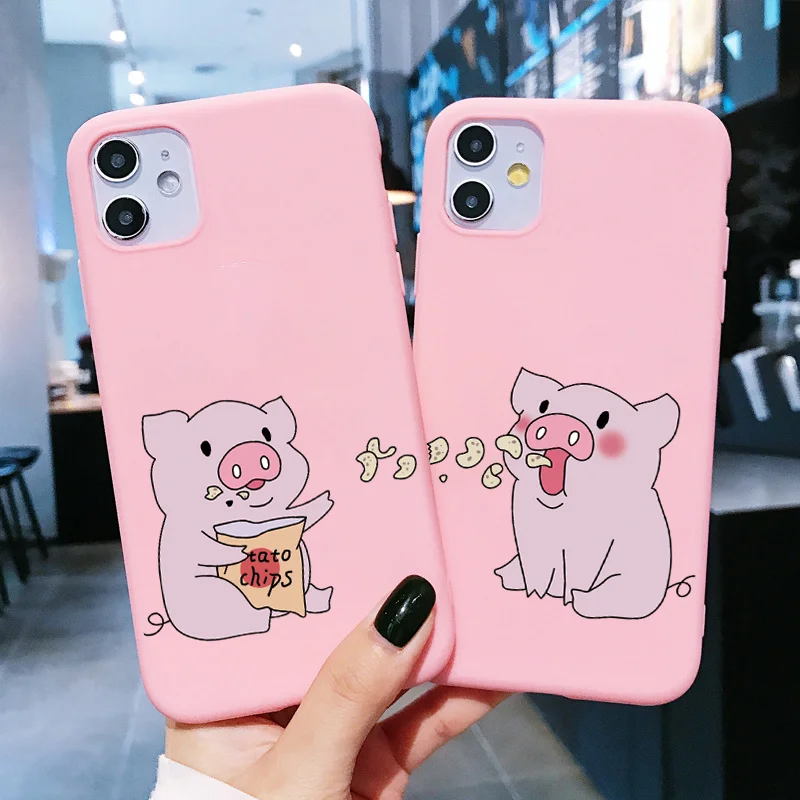 Cute Cartoon 3D Butt Pig Phone Case For iPhone 11 12 13 7 8