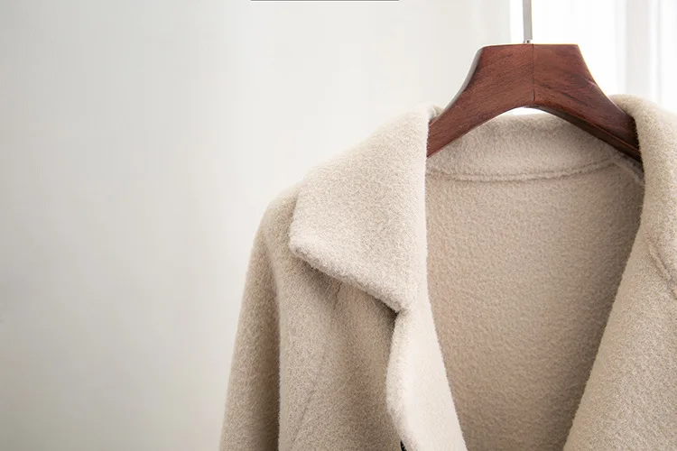 Осенне-зимнее Новое Стильное двухстороннее пальто-дафлкот из искусственного меха однотонное модное двубортное пальто в Корейском стиле