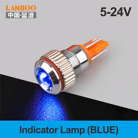 LANBOO 8 мм IP68 водонепроницаемый точечный светильник красный зеленый желтый Буле 12 В 24 в 110 В 250 В светодиодная металлическая контрольная лампа световой индикатор - Цвет: 8mm-Blue(5-24V)
