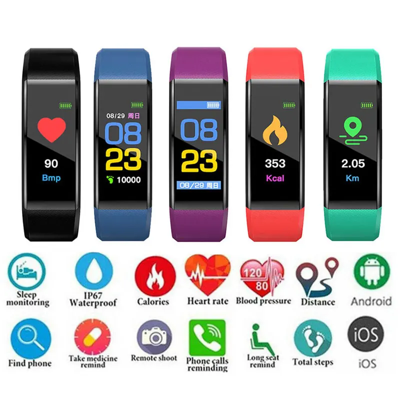 

Bluetooth Smart Watch Men Women Heart Rate Blood Pressure Monitor Fitness Tracker Smart Bracelet Band Waterproof Sport Wristband