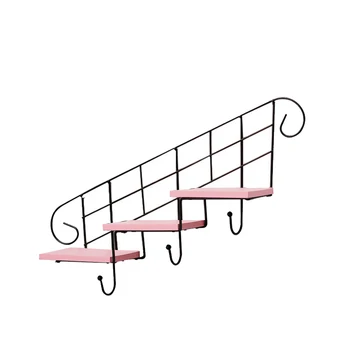 

Iron Art Wall Storage Shelf Punch Free Stair Plant Stand Wall Mounted Flower Rack Bedroom Living Room Hanging Storage Rack