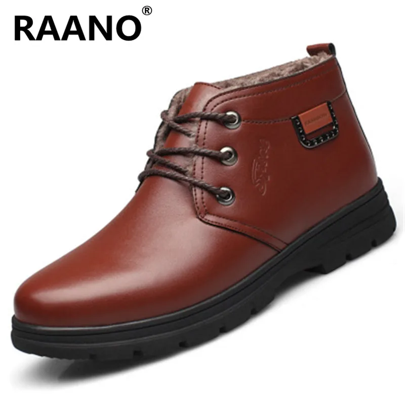 

Leather Martin Boots For Men Retro Fashion Ankle Boots Winter Plush Warm Snow Boots Male Outdoor Tooling Shoes Desert Booties