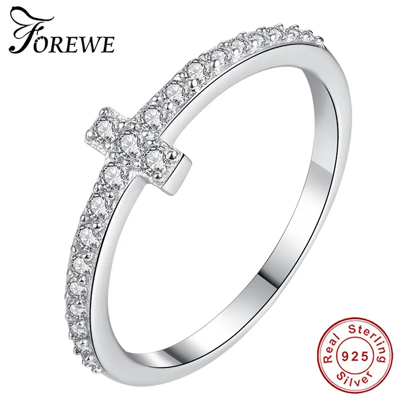 

FOREWE Classic 925 Sterling Silver High Quality Circle Clear CZ Geometric Stackable Rings for Women Wedding Jewelry Gift