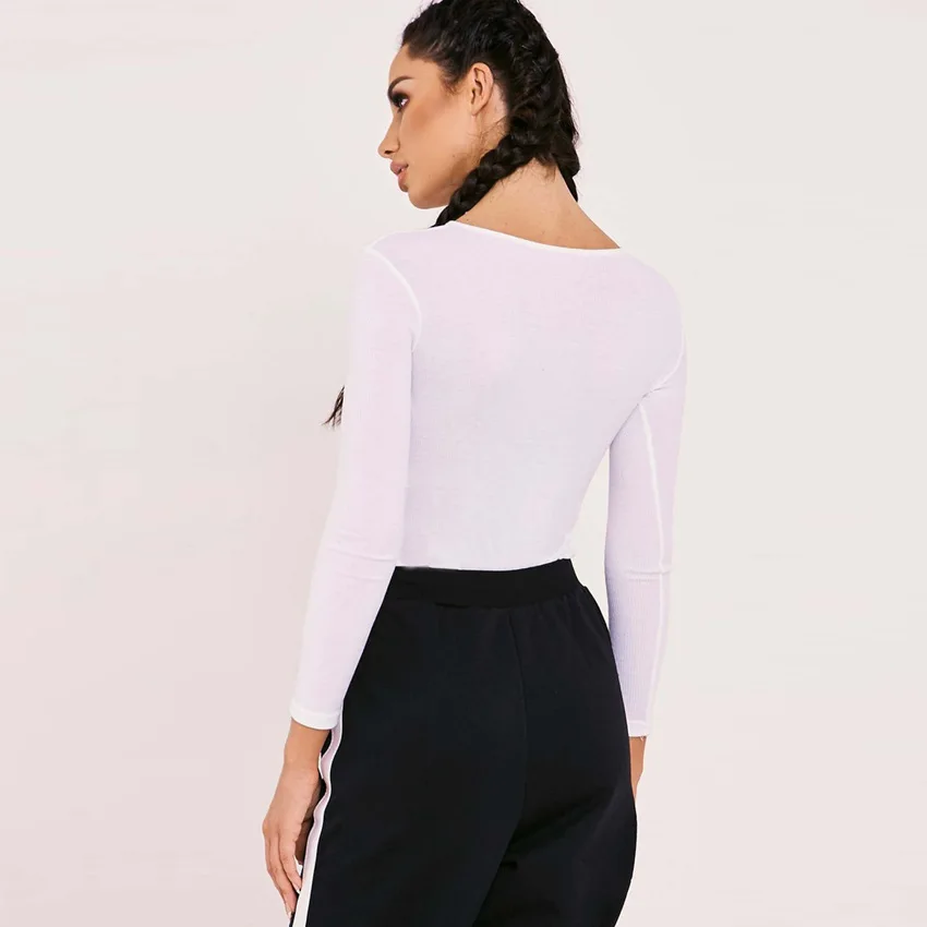bodysuit long sleeve O-neck Neon bodycon Slim Body Top Letter pattern clothes Streetwear for women Sexy bodysuits