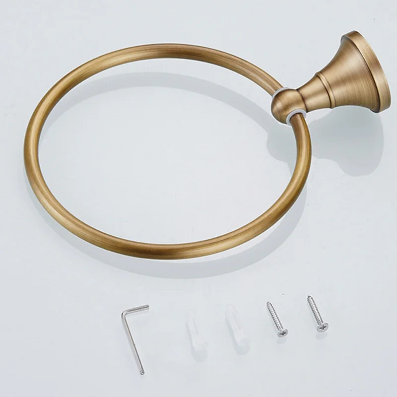 Hand Towel Ring Holder Black White Wall Mounted Bathroom Accessories Antique Bronze Round Hanging Chrome Towel Hanger Ring Gold bathroom towel ring bathroom towel holder