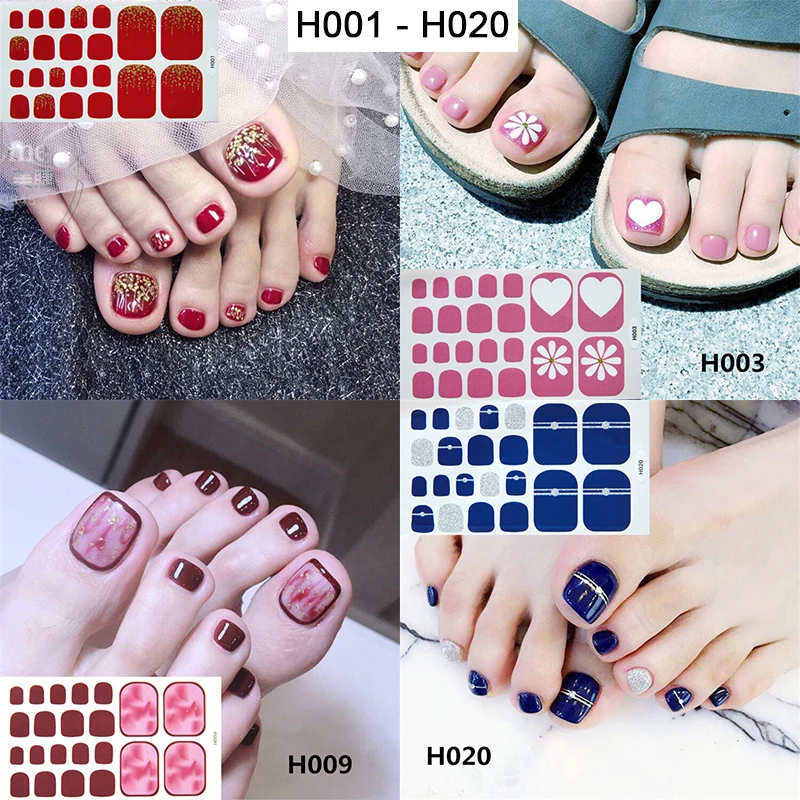 Nusx 22tips Korea Designed Toenail Sticker Full Cover Waterproof Nail Sticker Wraps Toe Nail DIY Nail 1
