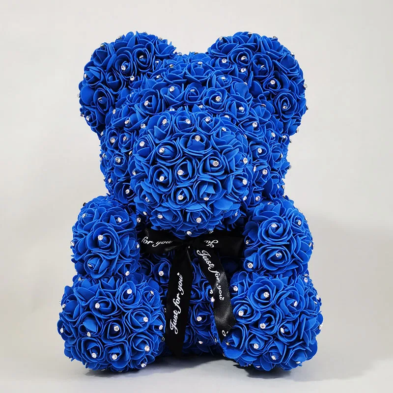 flower teddy bear blue