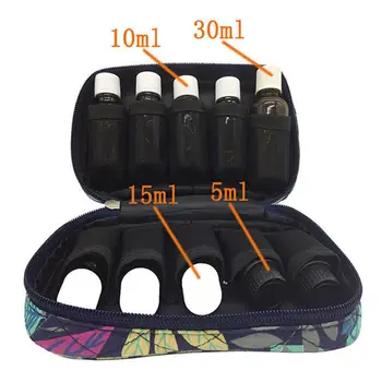 

10 Bottles Essential Oil Carrying Case Holds For 5ml 10ml 15ml Storage Bag Cotton Material Print Pattern Oil Holder Bags