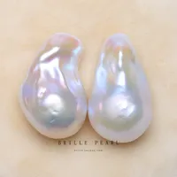BaroqueOnly Natural BIG SIZE Freshwater Irregular Pair pearl beads Pearl stone High Quality For DIY earring Jewelry Making BZBF 2