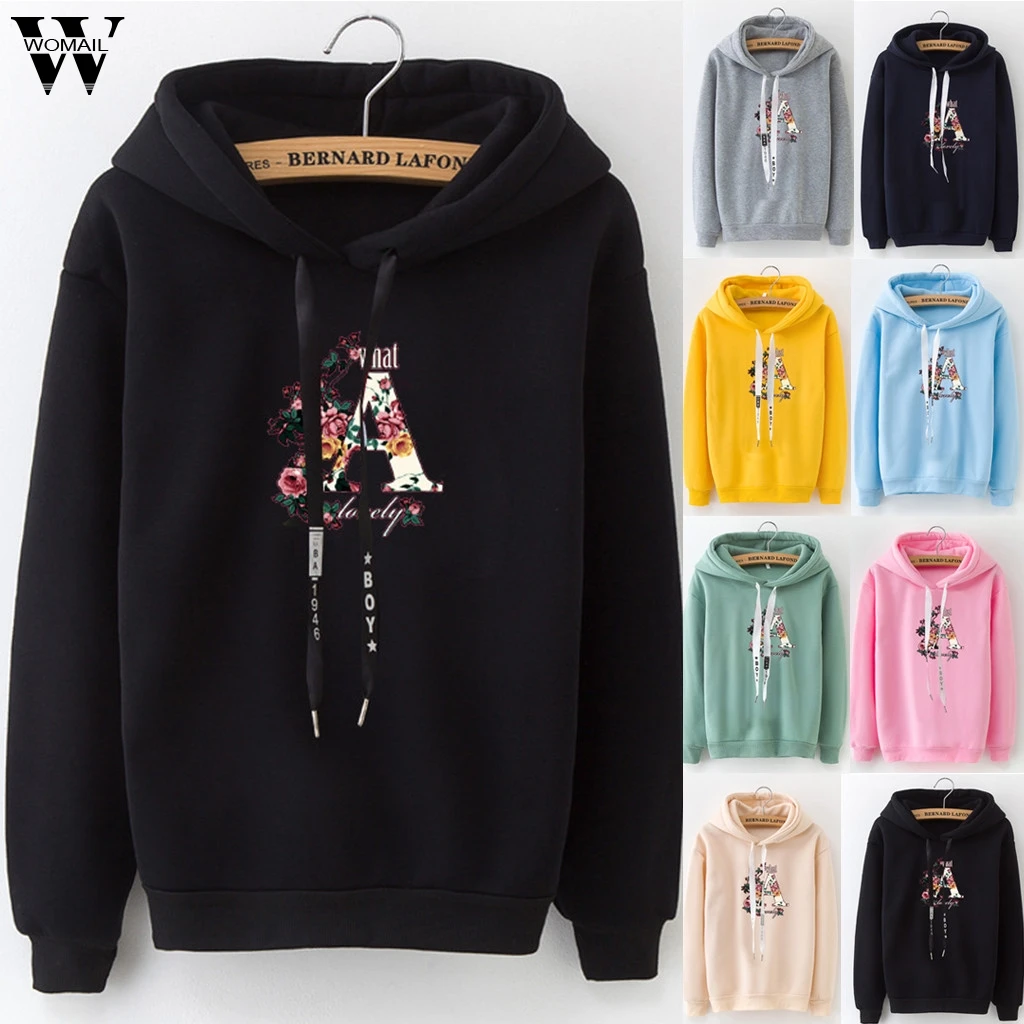 

Womail Sweatshirts Women Winter fashion Flower Printed high quality Hoodie Sweatshirt Casual comfortable Top Sweatshirt capuche