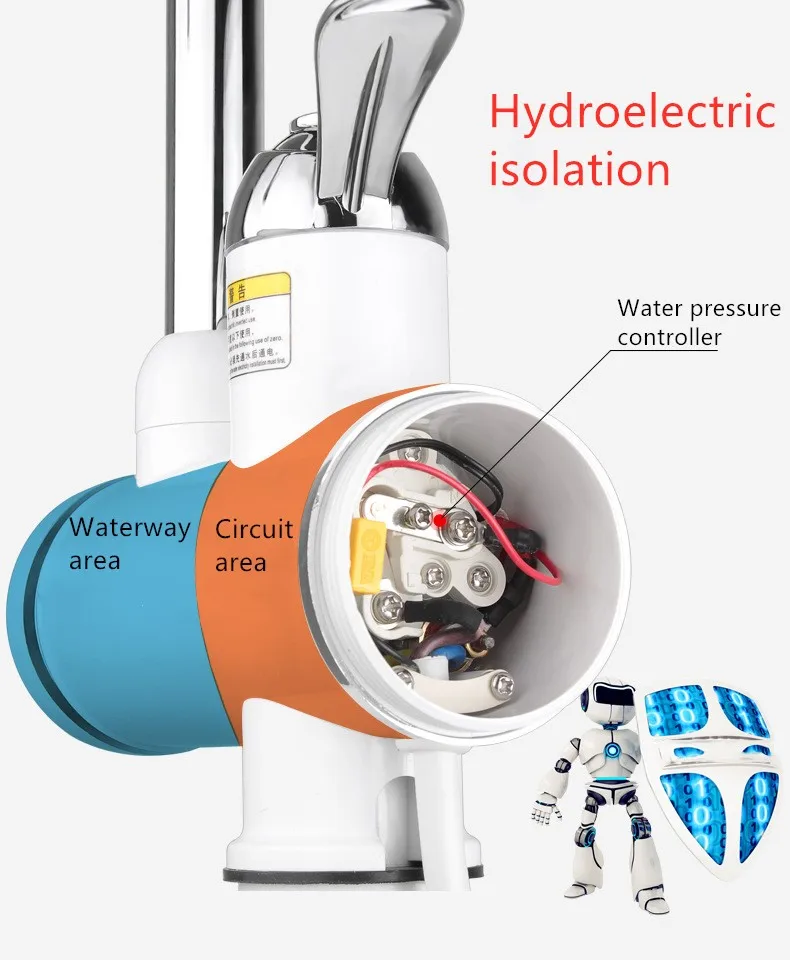 3000 Вт мгновенный Электрический кухонный Душ водонагреватель 360 ° поворотный нагрев кран водонагреватель со светодиодным дисплеем температуры