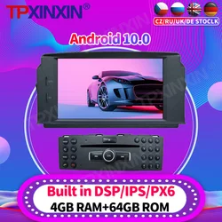 Radio Multimedia con GPS para coche, reproductor de vídeo con Android 10,0, accesorios, DVD, 2Din, para Mercedes Benz Clase C C180 C200 C230