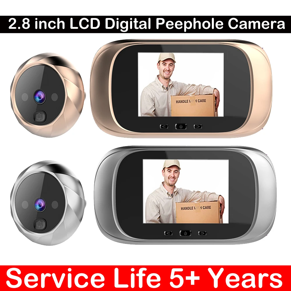 Timbre Digital DD1 con pantalla LCD a Color de 2,8 pulgadas, mirilla electrónica de 90 grados para puerta, visor de cámara, para exteriores