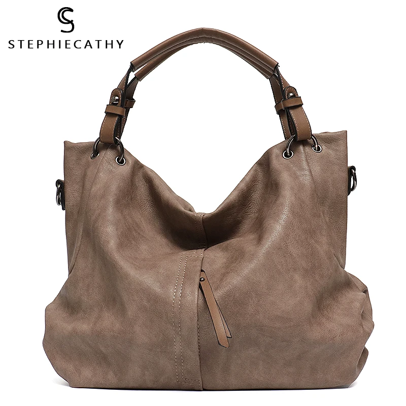  SC Big Casual Soft Tote Shoulder Bags for Women Large Vegan Leather Zipper Female Hobo High Quality - 32965090514