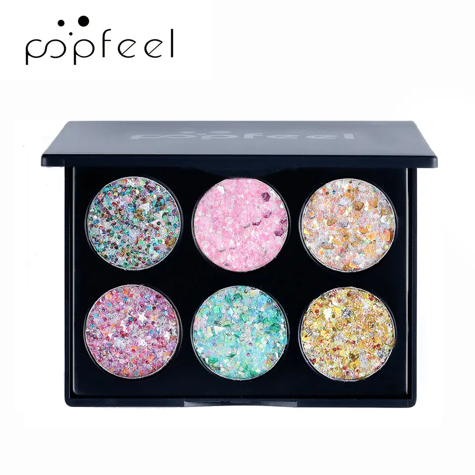 POPFEEL 6 цветов цветной макияж для глаз блеск Тени для век Палитра долговечные макияж тени для век дымчатый/Теплый мерцающий пигмент для глаз#07