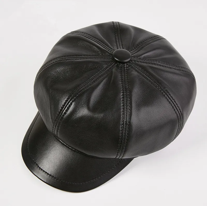 SHALUOTAOTAO тренд Осенняя модная овчина кепка газетчика новая шляпа из натуральной кожи для женщин Элегантная благородная Дамская брендовая Студенческая Кепка