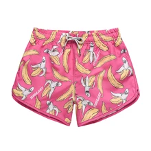 Новинка года; купальные шорты с объемным принтом банана для девочек розовые Пляжные штаны Свободные шорты для плавания; женские шорты для серфинга Быстросохнущий купальный костюм; S-XL