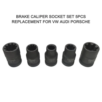 Brake Caliper Socket Set 5PCS Brake Pad Screw for VW Audi Porsche tanie i dobre opinie CN (pochodzenie)