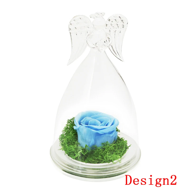 Light Bluei n Angel Сохраненная свежая Роза красота и чудовище вечный цветок шкатулка АНГЕЛ покрытие Свадебные Валентина Подарки для нее дропшиппинг - Цвет: Light Bluei n Angel