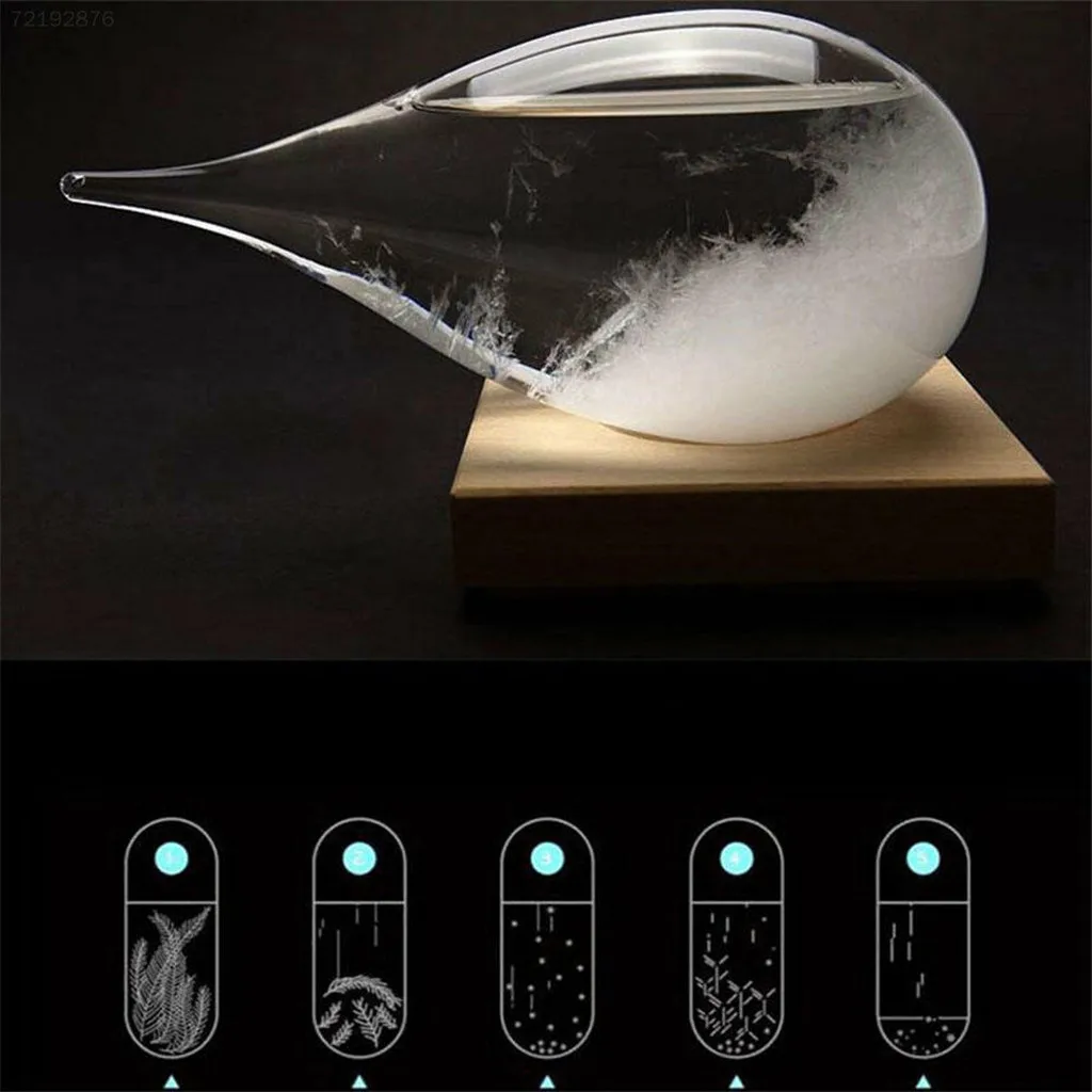 Настольная капелька штормовая стеклянная бутылка, предсказатель погоды, монитор, барометр с деревянной основой для домашнего декора#15