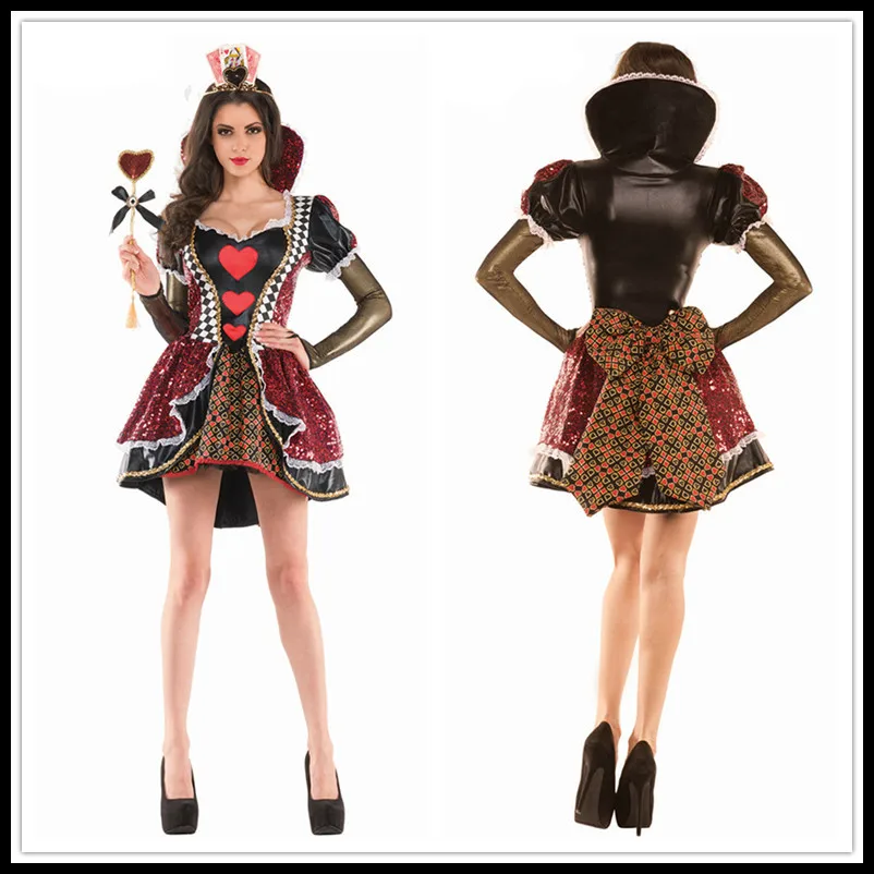 

Cosplay Alice Dreamy Fairy Red Peach Heart Queen Queen Dress Uniform Halloween Clothing Witch Suit