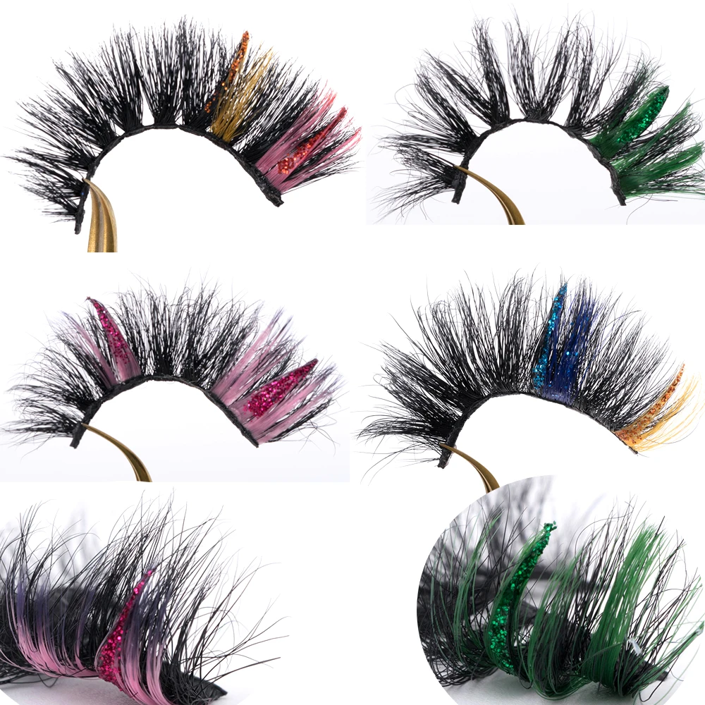 New 1pairs Mink False Eyelashes Colored Lashes New Design Fluffy