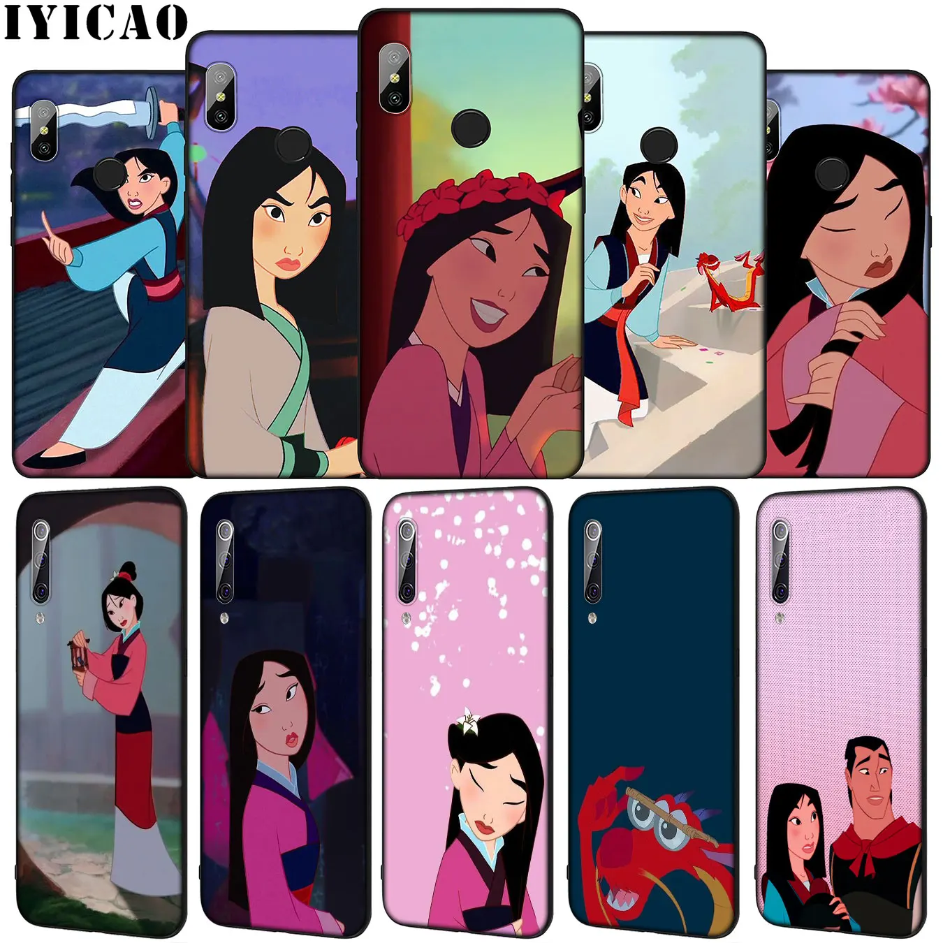 IYICAO Mulan Princess Cartoon Soft Silicone Case for Xiaomi Mi 10 9 9T A3 Pro 8 SE A2 Lite A1 CC9 CC9E 6 pocophone f1 Mi10 | Мобильные