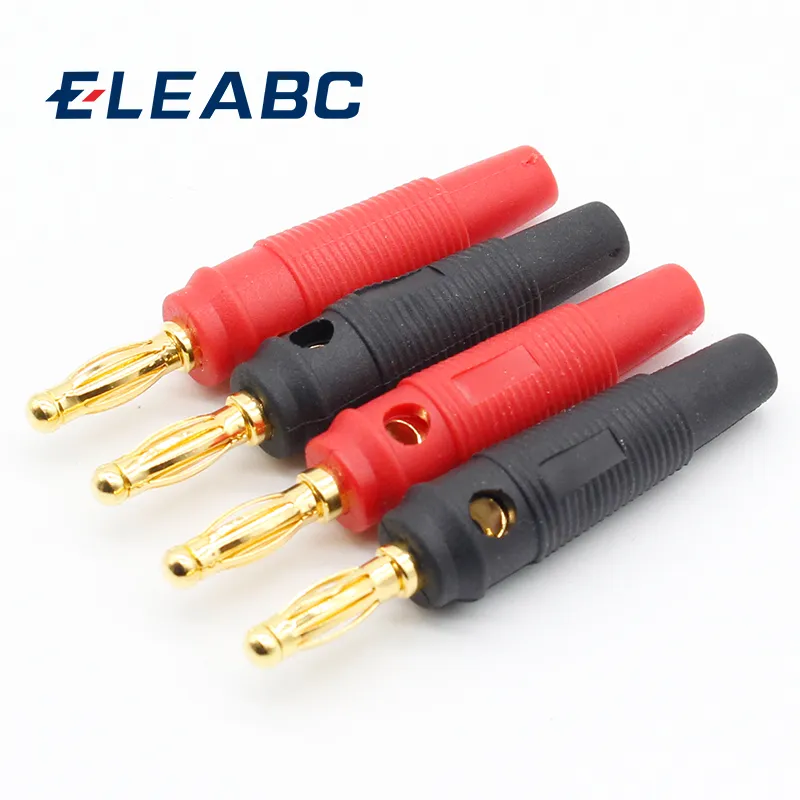 4pcs New 4mm Plugs pure copper Gold Plated Musical Speaker Cable Wire Pin Banana Plug Connectors