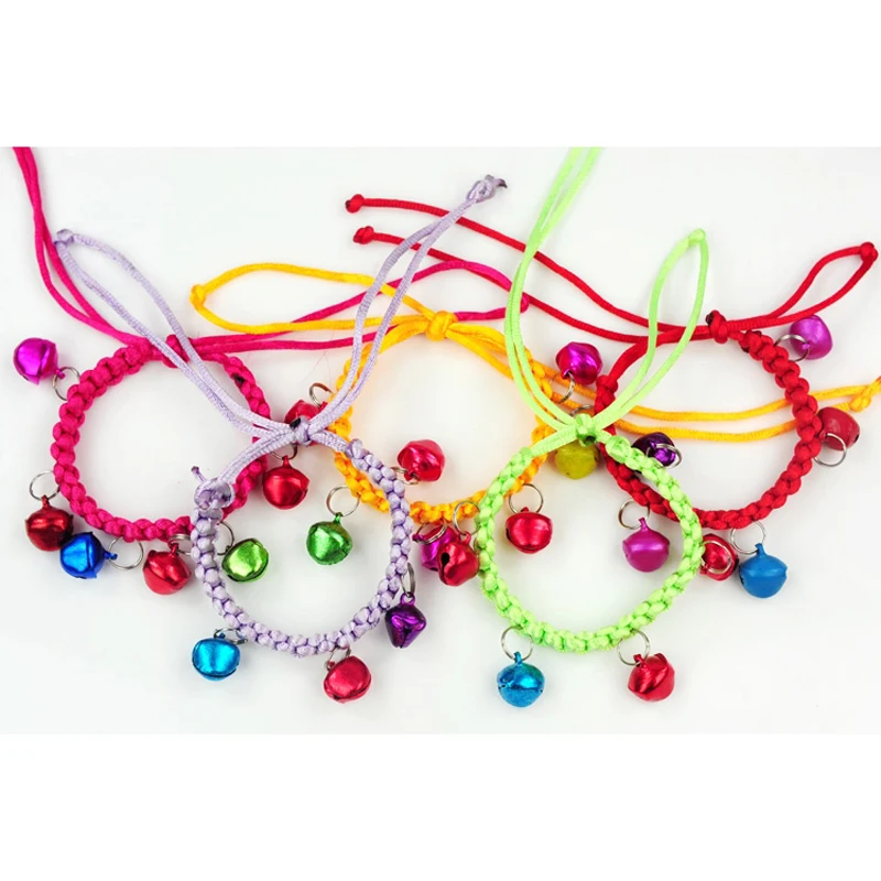 Adjustable Nylon Dog Collars Pet Collars With Bells Braided Necklace Collar For Little Dogs Cat Collars Pet Supplies Accessories