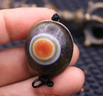 

LKbrother sauces top quality Energy Tibetan Colorful Old Agate Goat Eye Totem dZi Bead Amulet Pendant