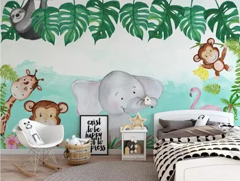 

CJSIR Mural Wallpaper Nordic Cartoon Animal Elephant Flower Children's Room Background Wall Living Room Bedroom 3d Wallpaper