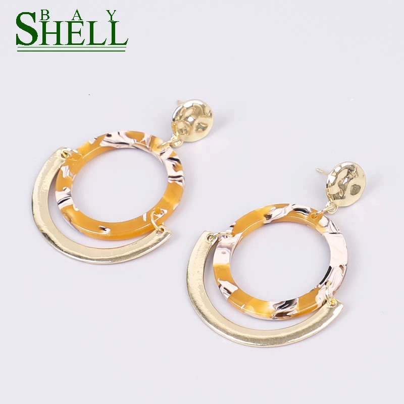 Женские акриловые Висячие Серьги Shell Bay модные минималистичные круглые