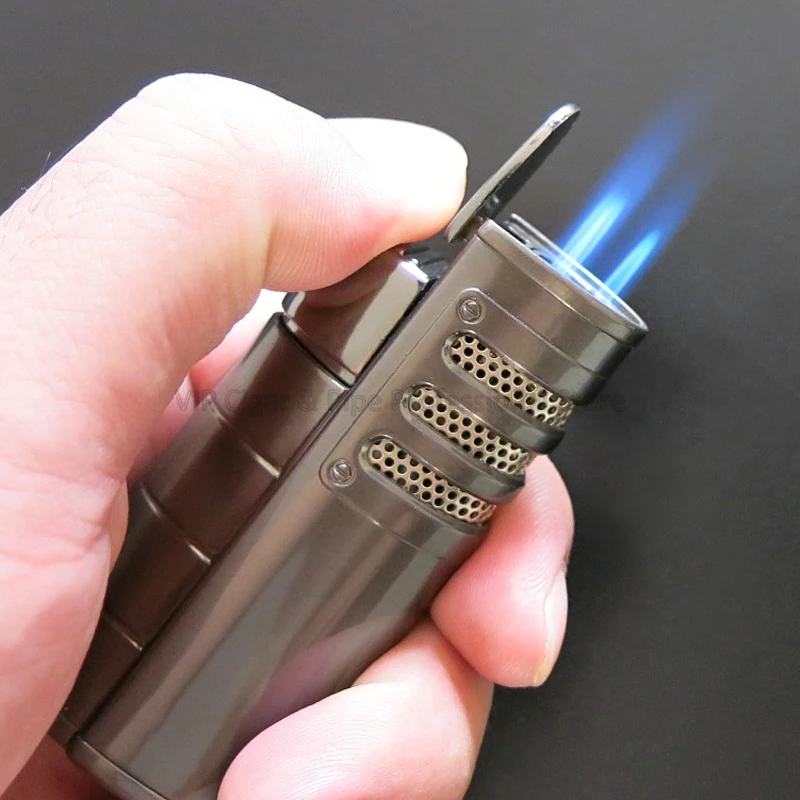 Cohiba металлическая сигаретная зажигалка 3 фонарь Jet Flame многоразовый защищенный от ветра для курения аксессуары с перфорацией подарочная коробка