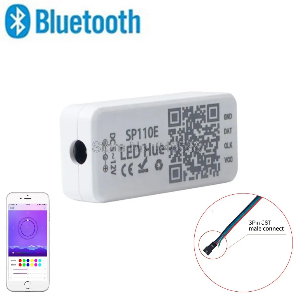 

SP110E Bluetooth Pixel Controller 1024 Pixels for DC5V DC12V WS2811 WS2812 SK6812 RGB RGBW APA102 WS2801 Dream Color LED Strip