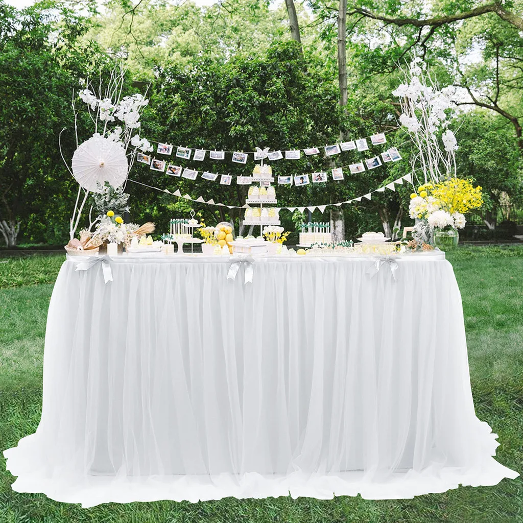 Юбка для стола на свадьбу, день рождения, вечеринку, десерт, украшение стола, Тюлевая юбка для стола