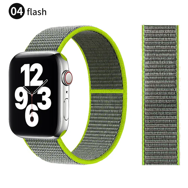 Nylon Strap for Apple watch series 7 band 41mm 44mm 40mm 42mm 38mm smartwatch wristband belt sport loop bracelets iWatch 3456 se Bright yellow