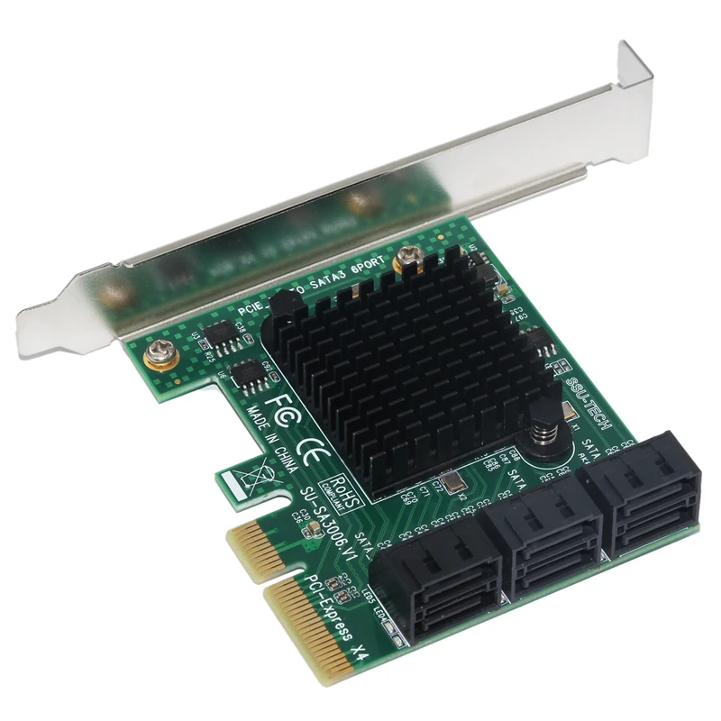 SSU SA3006 PCI-E X4 на 6 портов SATA 3,0 6 Гбит/с плата контроллера с теплоотводом плата адаптера расширения для майнинга BT для рабочего стола