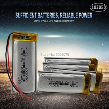 

20pc 3.7V 1000mAh Battery 102050 li-ion Lipo cells Lithium Li-Po Polymer Rechargeable Battery For Bluetooth speaker GPS PDA POS