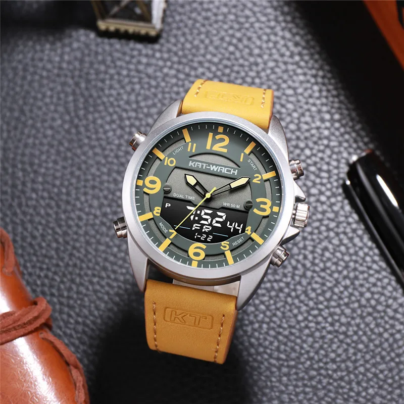  Double Time Zone Swim Men Sports Watch Digital Calendar Quartz Wrist watches Waterproof 50M Militar