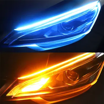 

2x Ultrafine DRL 12V Auto Lamps For Cars LED Daytime Running Lights flowing LED Amber Turn Light Headlight Assembly Waterproof