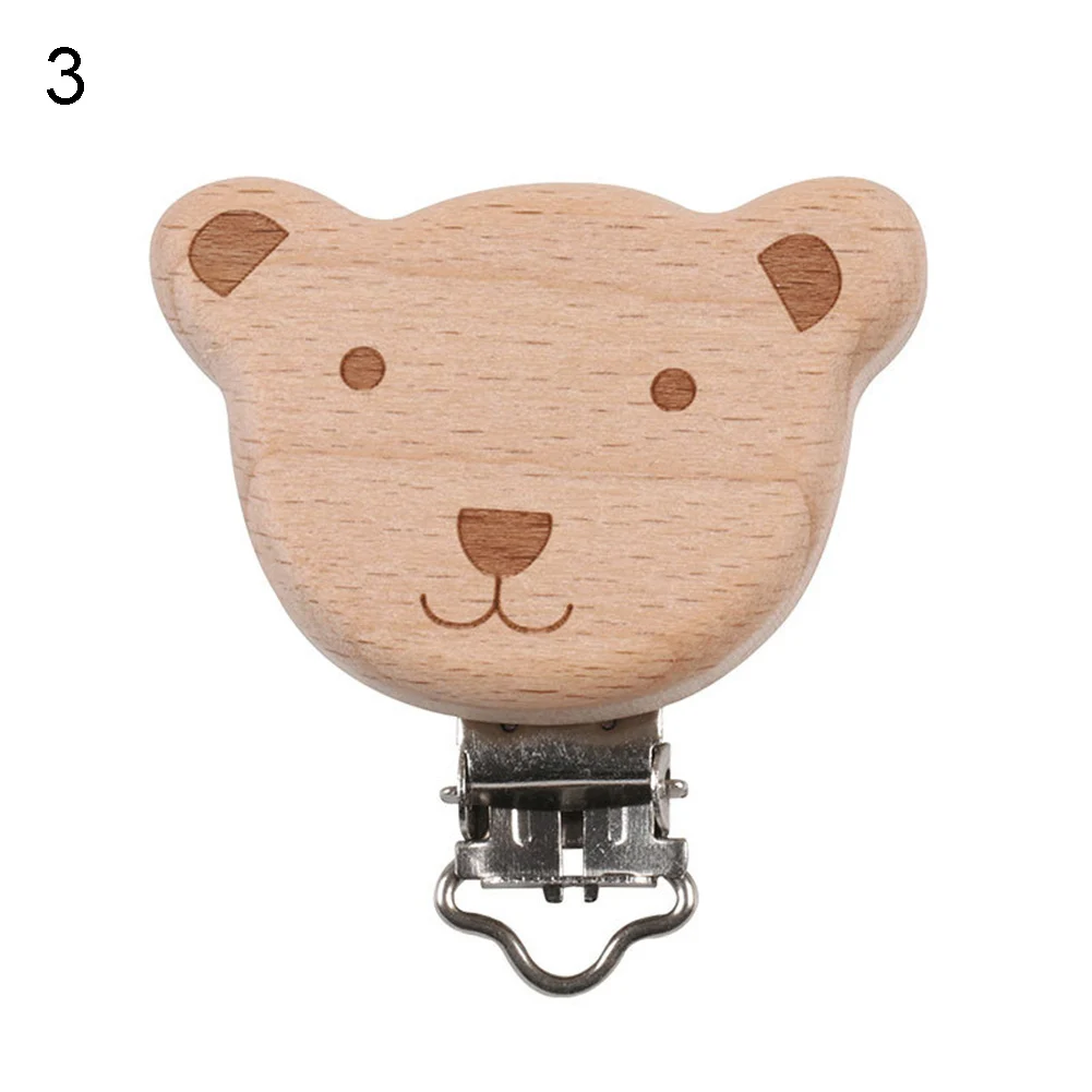 Newborn Baby Pacifier Clip Anti-lost, Cartoon Animal Wooden Baby Pacifier Clip Chain Toy DIY Molar Teether Accessories