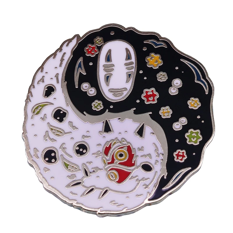 Princess Mononoke No Face Yin Yang Brooch Ghibli Anime Fandom Art Collection Brooches Aliexpress