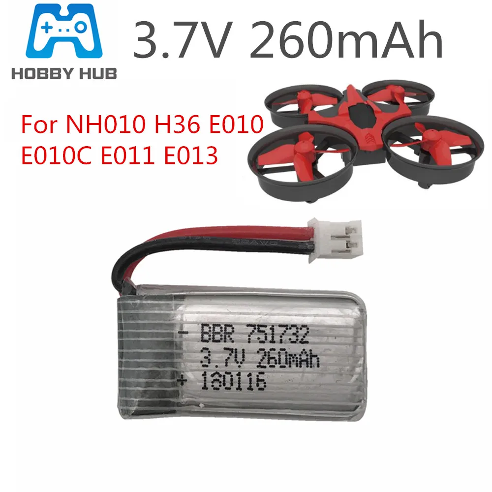 Аккумулятор Libo E010 3 7 в 260 мА · ч для мини-квадрокоптера E010C E011 E013 H36 30C от 1 шт. до 2 |