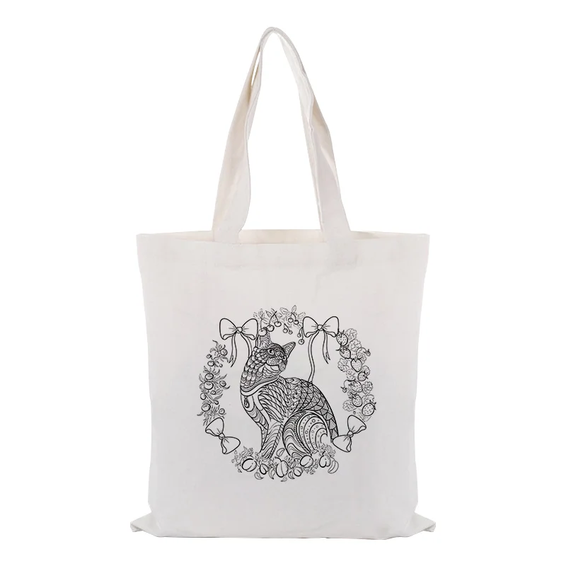 Сумка иллюстрация ежедневного использования хозяйственная сумка на заказ Печать текстовый логотип канва для DIY сумка экологический многоразовый переработанный