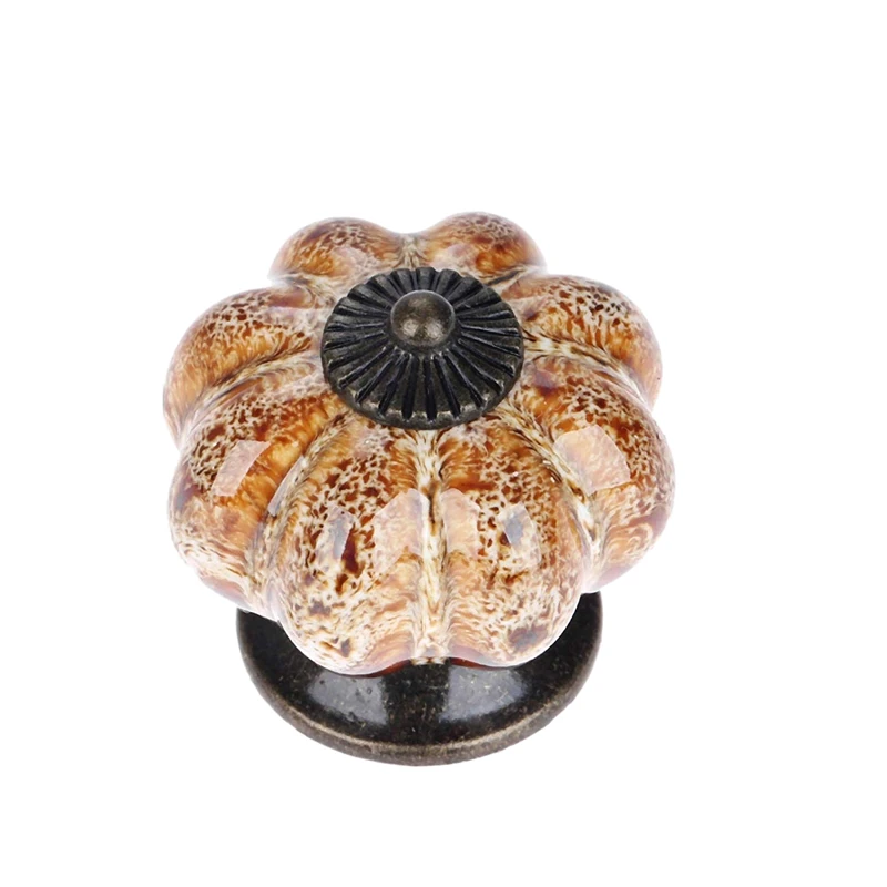 White 10 шт./компл. керамические ручки с красочными ручками и ручки в форме тыкв ящик керамический тянет для шкафов, кухни и шкафы для ванной комнаты - Color: White