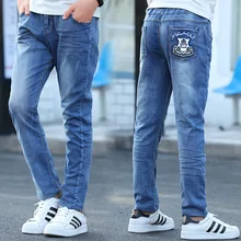 Детские джинсы детские весенне-летние тонкие длинные ковбойские штаны в стиле «светильник» из мягкого материала для мальчиков-подростков