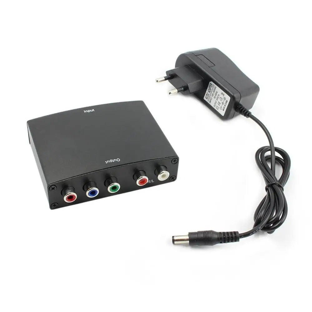 EU Plug 1080P HDMI RGB К YPbPr компонентный кабель RGB видео разговорный+ R/L аудио адаптер преобразователь усилителя с адаптером питания - Цвет: EU Plug